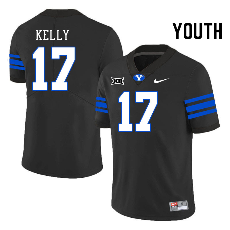 Youth #17 Jack Kelly BYU Cougars College Football Jerseys Stitched Sale-Black